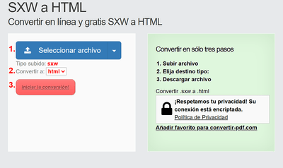Cómo convertir SXW archivos en línea a HTML